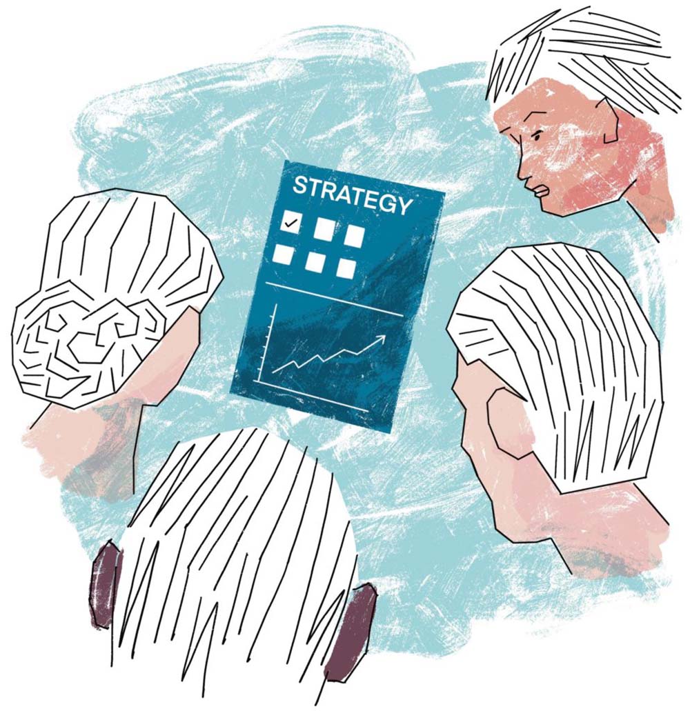 Illustration av personer som läser på en poster